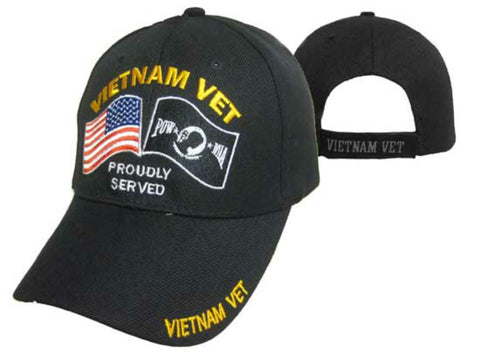 Officially Licensed Vietnam Vet w/ American and POW-Mia Flag Embroidered Cap